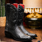 Western Collection Kansas // Python Leather Cowboy Boot // Black