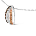 Tri Tone Sterling Silver 1/2 Cttw White and Brown Diamond Pendant Necklace