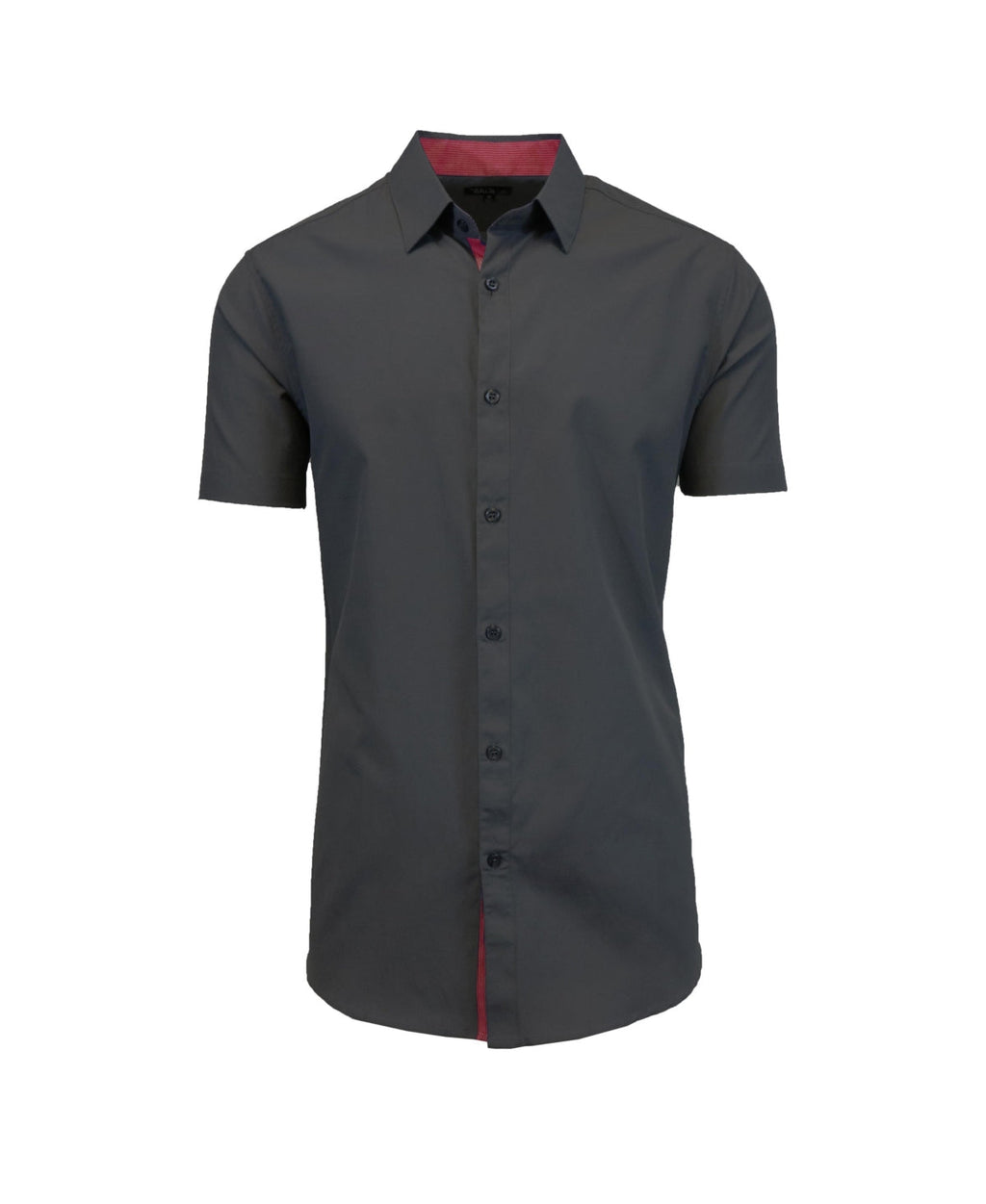 Galaxy by Harvic Men's Slim Fit Short Sleeve Solid Dress Shirt Black Medium