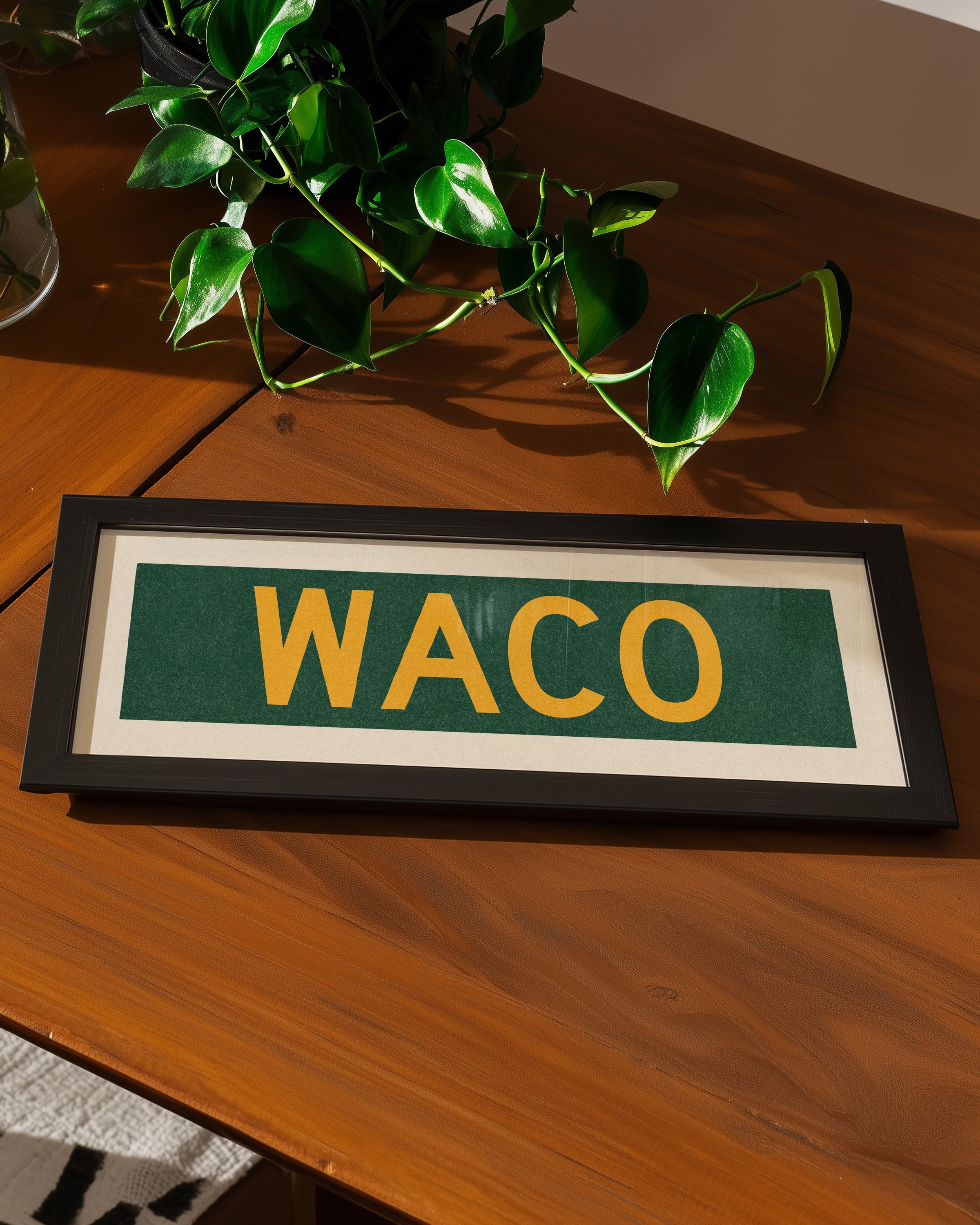 Framed Waco Green Bus Scroll