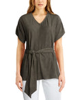 Alfani Plus Size Belted V-Neck Top