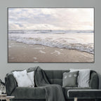 Ocean Waves Wall Art Canvas Print, Framed Coastal Shoreline Sea Foam Artwork
