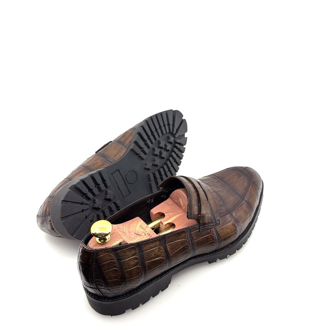 Maurice Malibu Custom Made Alligator Loafer - Brown