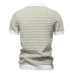 Horizontal Striped Polo Shirt // Light Green
