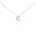 14k Rose Gold Plated Silver 1/10 Cttw Diamond Open Heart Pendant Necklace