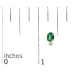 18K Yellow Gold Oval Green Emerald and Diamond Double Drop Stud Earrings