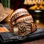 Montana // Caiman & Calf Leather Belt // Stone Brown