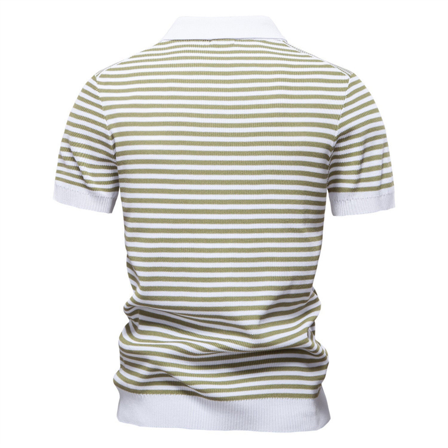 Horizontal Striped Polo Shirt // Light Green