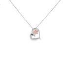 14K Rose Gold Plated Sterling Silver 1/10 Cttw Diamond Paw & Heart Pendant Necklace
