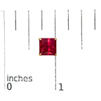 18K Yellow Gold 7x7 MM Created Red Ruby Princess Cut Solitaire Stud Earrings