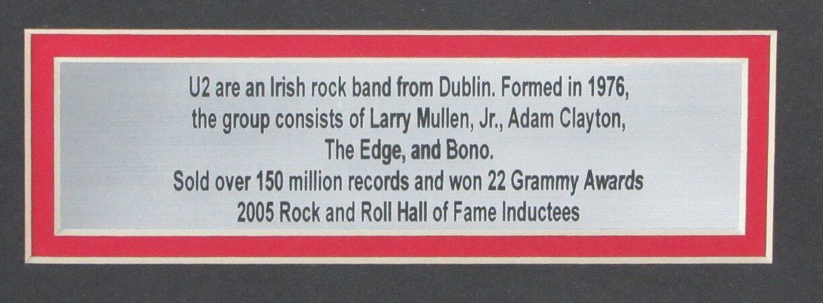 U2 Rock Band Multi Laser Signed with 11x14 Photo Framed 166660
