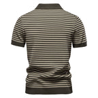 Horizontal Striped Polo Shirt // Army Green