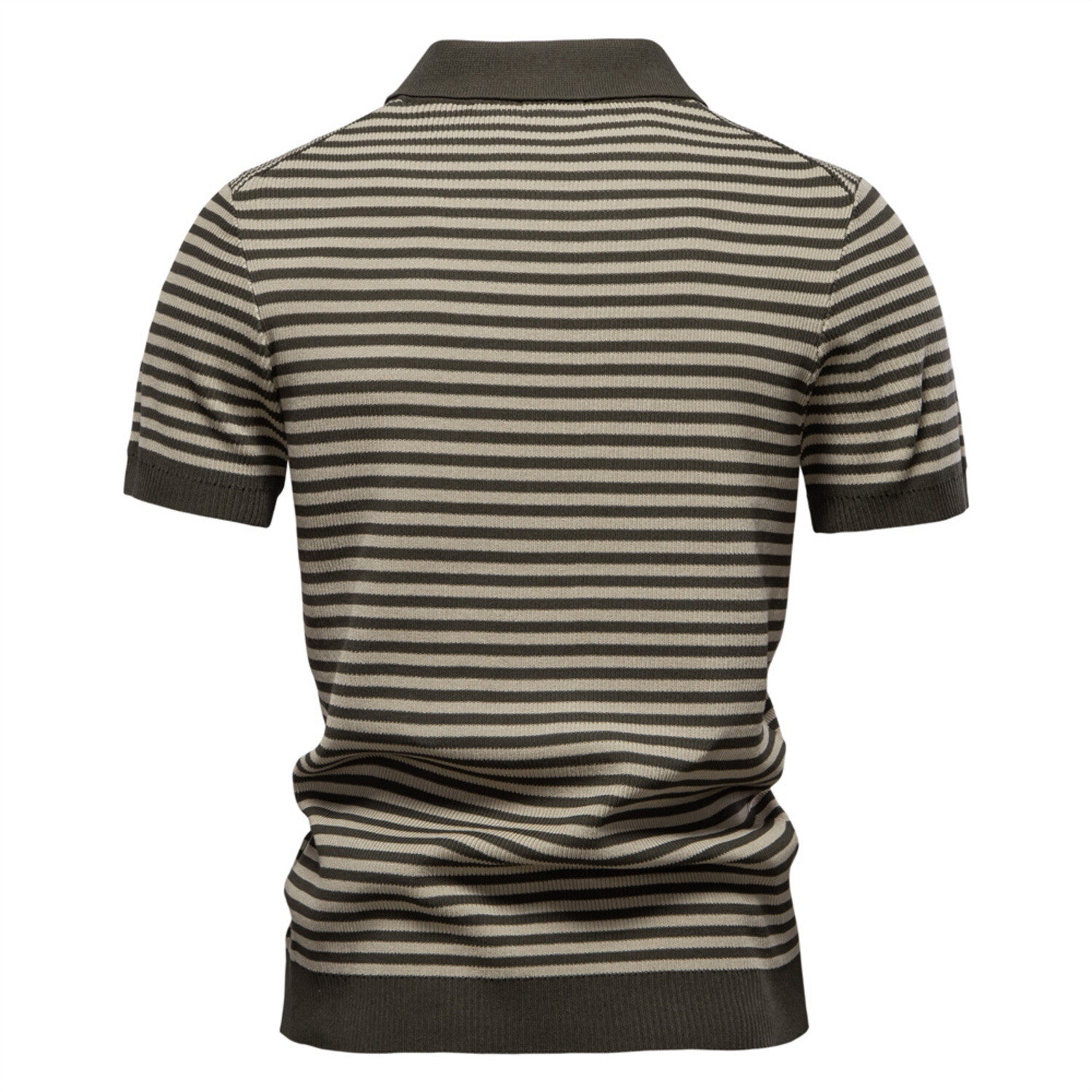 Horizontal Striped Polo Shirt // Army Green