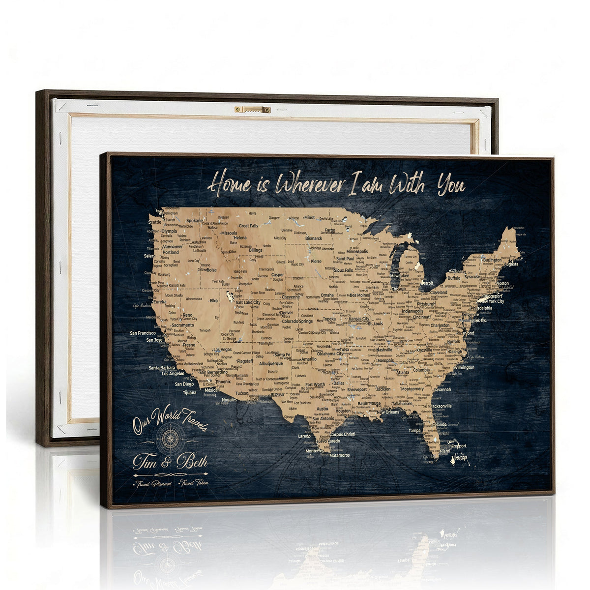 Custom Navy Push Pin USA Map Wall Art, National Park and RV Travel Map, Living Room and Entryway Decor