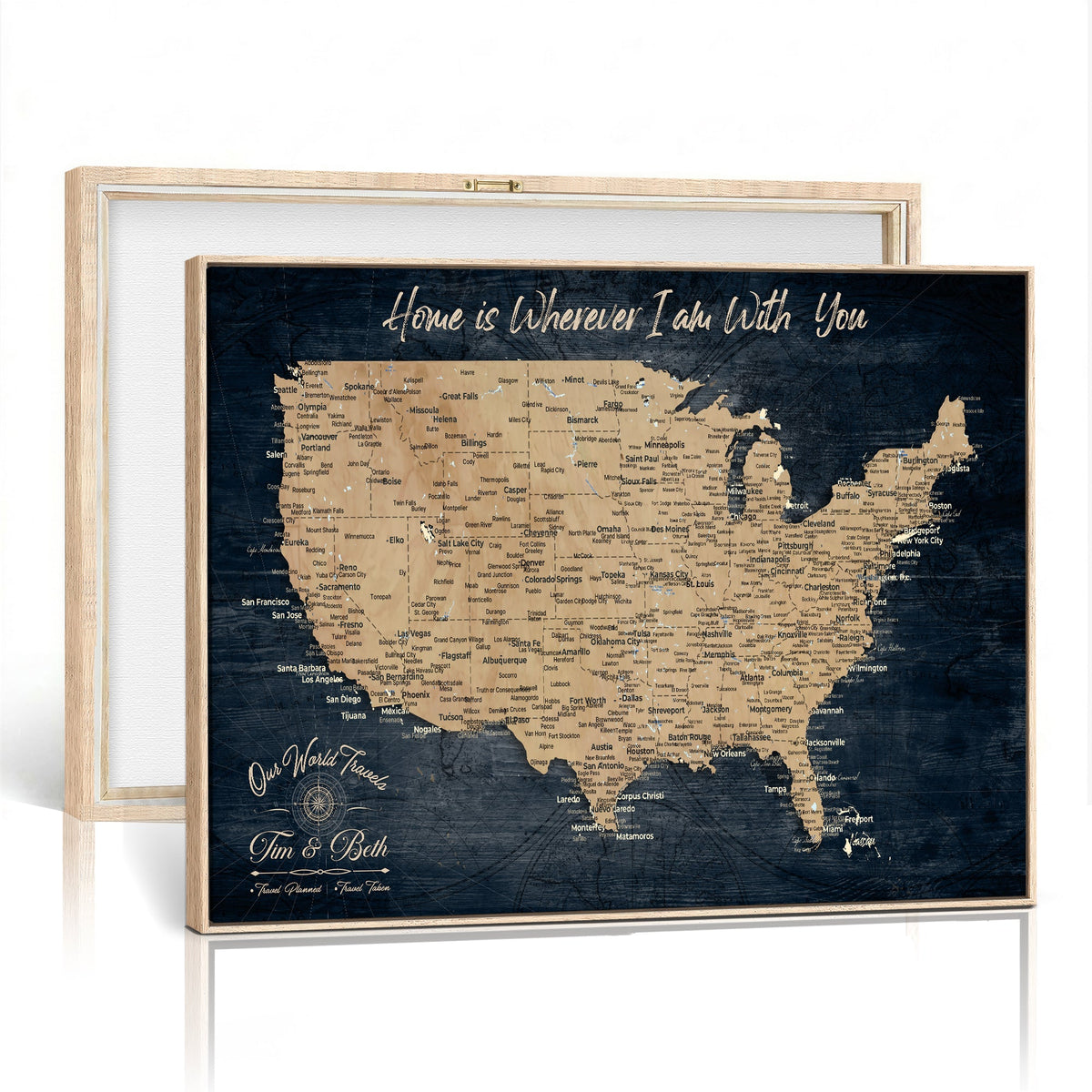 Custom Navy Push Pin USA Map Wall Art, National Park and RV Travel Map, Living Room and Entryway Decor