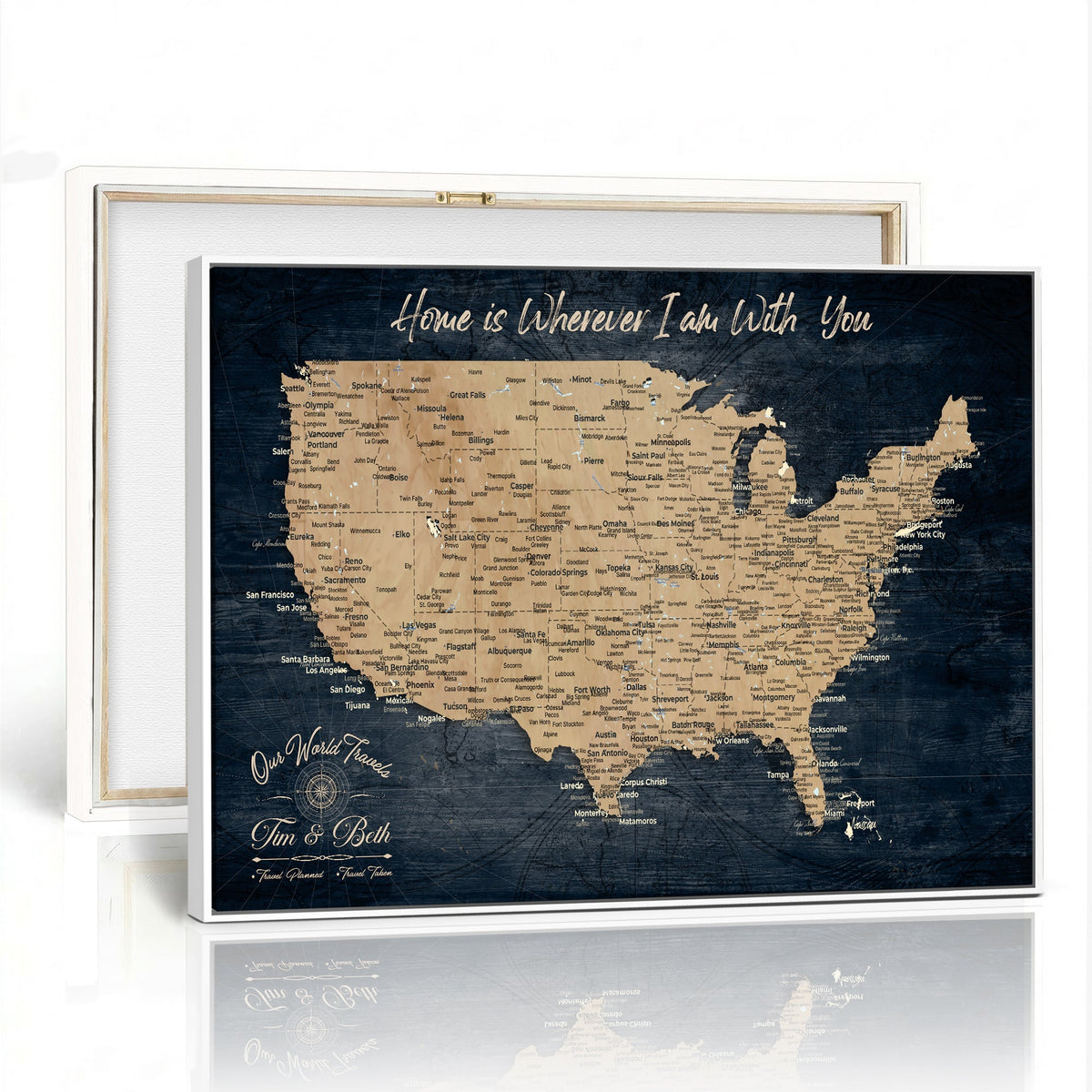 Custom Navy Push Pin USA Map Wall Art, National Park and RV Travel Map, Living Room and Entryway Decor