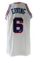 Julius "Dr. J" Erving HOF Autographed White Custom Basketball Jersey 76ers PSA