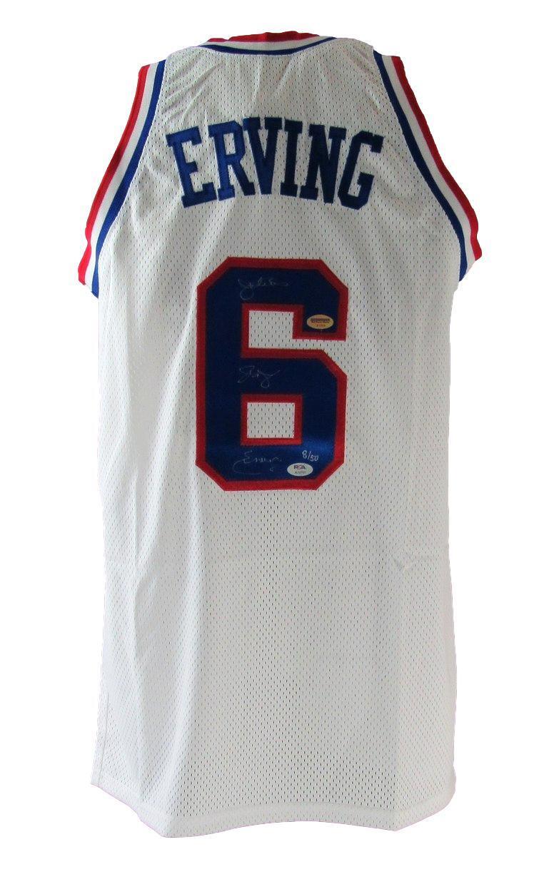 Julius "Dr. J" Erving HOF Autographed White Custom Basketball Jersey 76ers PSA