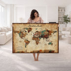 Custom Push Pin Travel Map Canvas Print, Next Trip Planner Map, Home Office and Entryway Decor