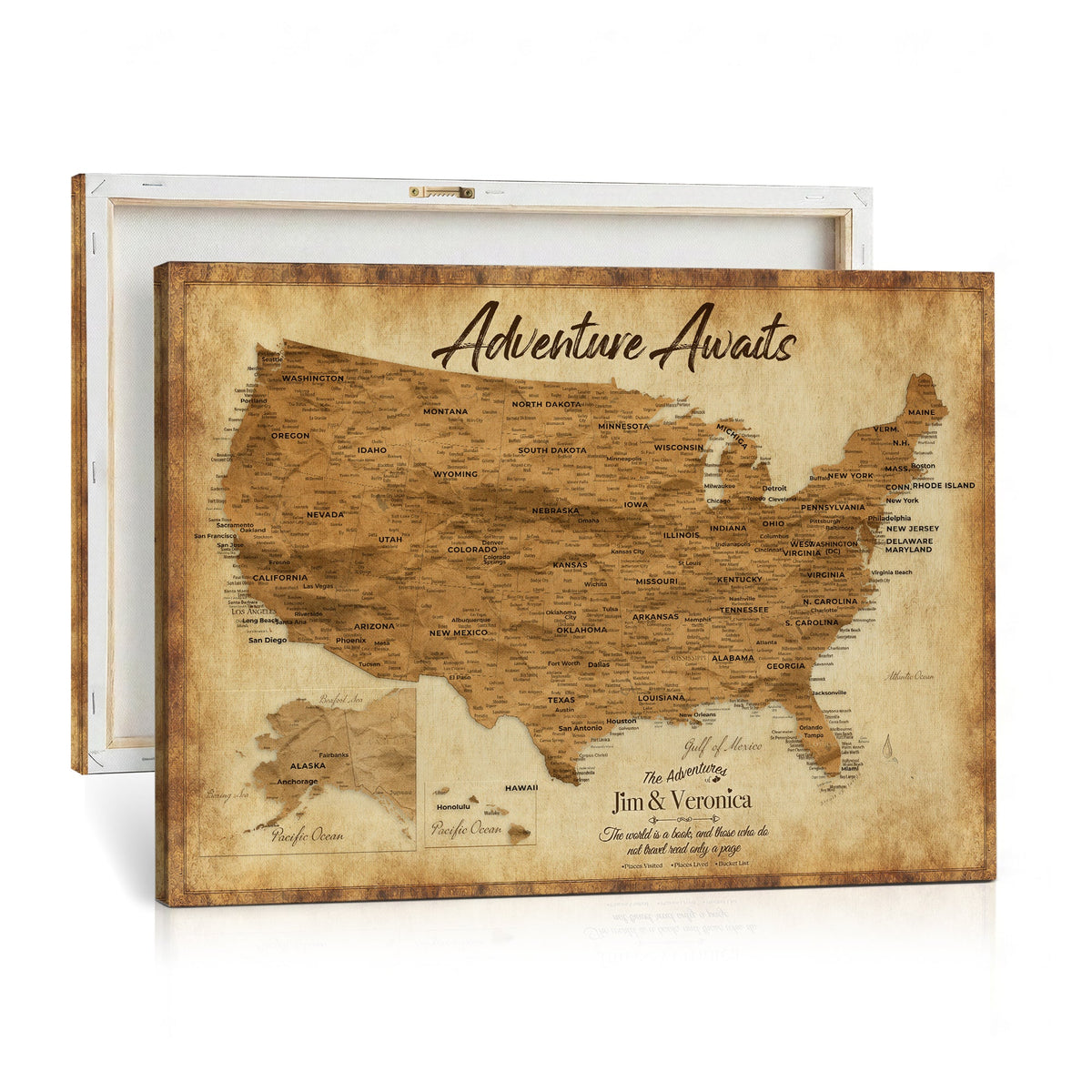 Custom Beige Push Pin USA Map Wall Art, National Park and RV Travel Map, Home Office and Entryway Decor