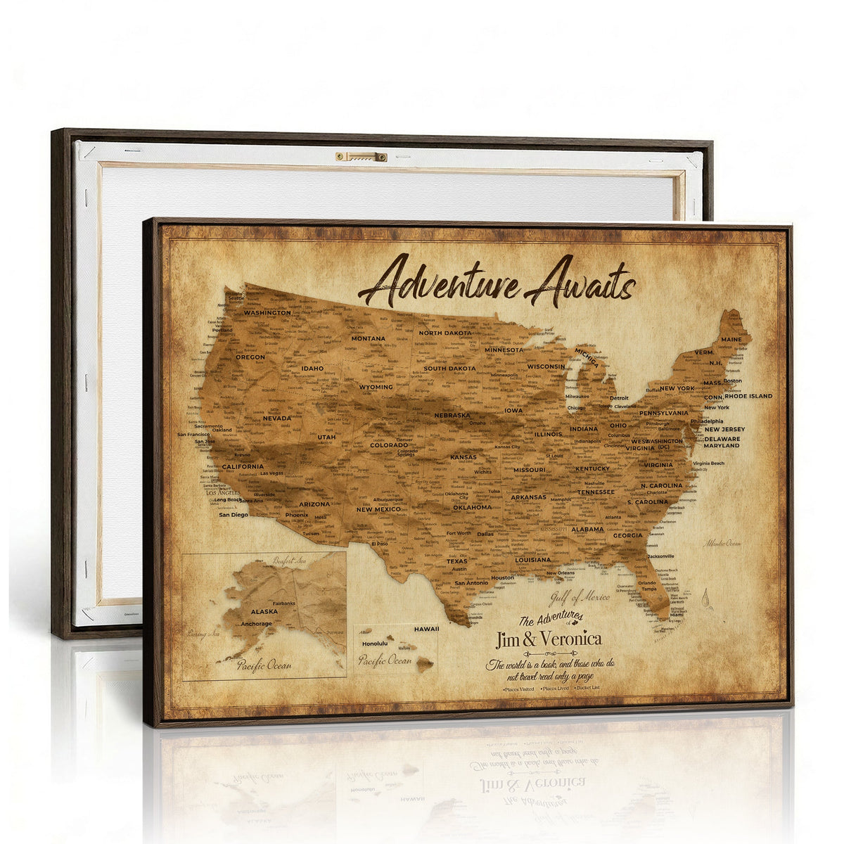Custom Beige Push Pin USA Map Wall Art, National Park and RV Travel Map, Home Office and Entryway Decor