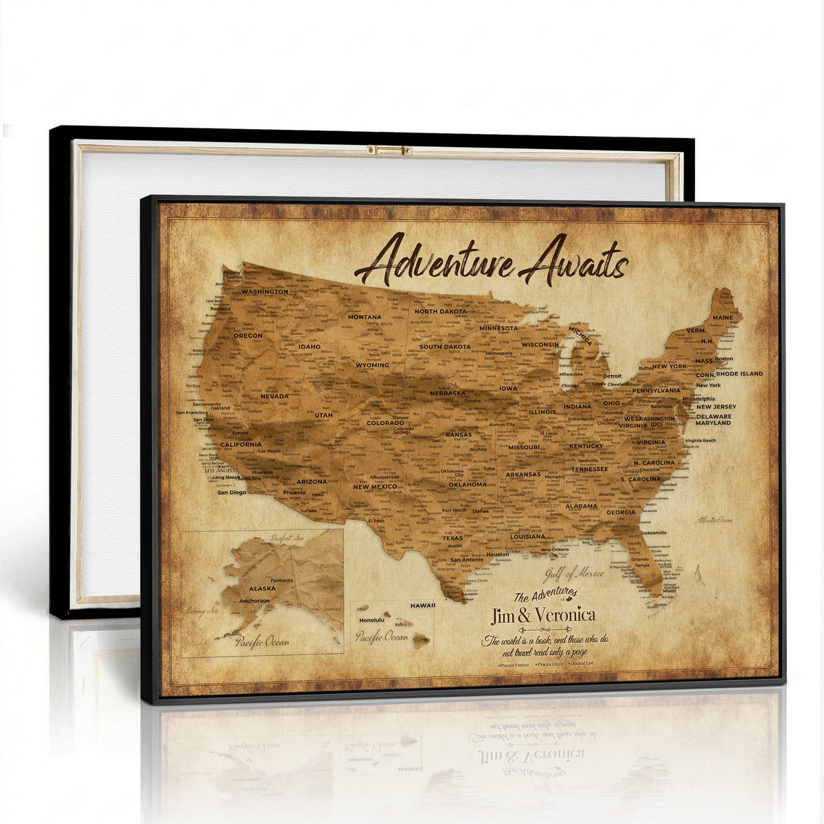 Custom Beige Push Pin USA Map Wall Art, National Park and RV Travel Map, Home Office and Entryway Decor