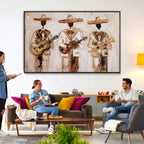 Mariachi Band Canvas Wall Art, Mexican Music Guitar Violin Trumpet Print