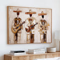Mariachi Band Canvas Wall Art, Mexican Music Guitar Violin Trumpet Print