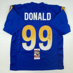Autographed/Signed Aaron Donald Los Angeles LA Royal Blue Football Jersey Beckett BAS COA