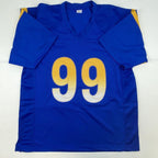 Autographed/Signed Aaron Donald Los Angeles LA Royal Blue Football Jersey Beckett BAS COA