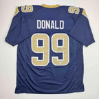 Autographed/Signed Aaron Donald Los Angeles LA Dark Blue Football Jersey JSA COA