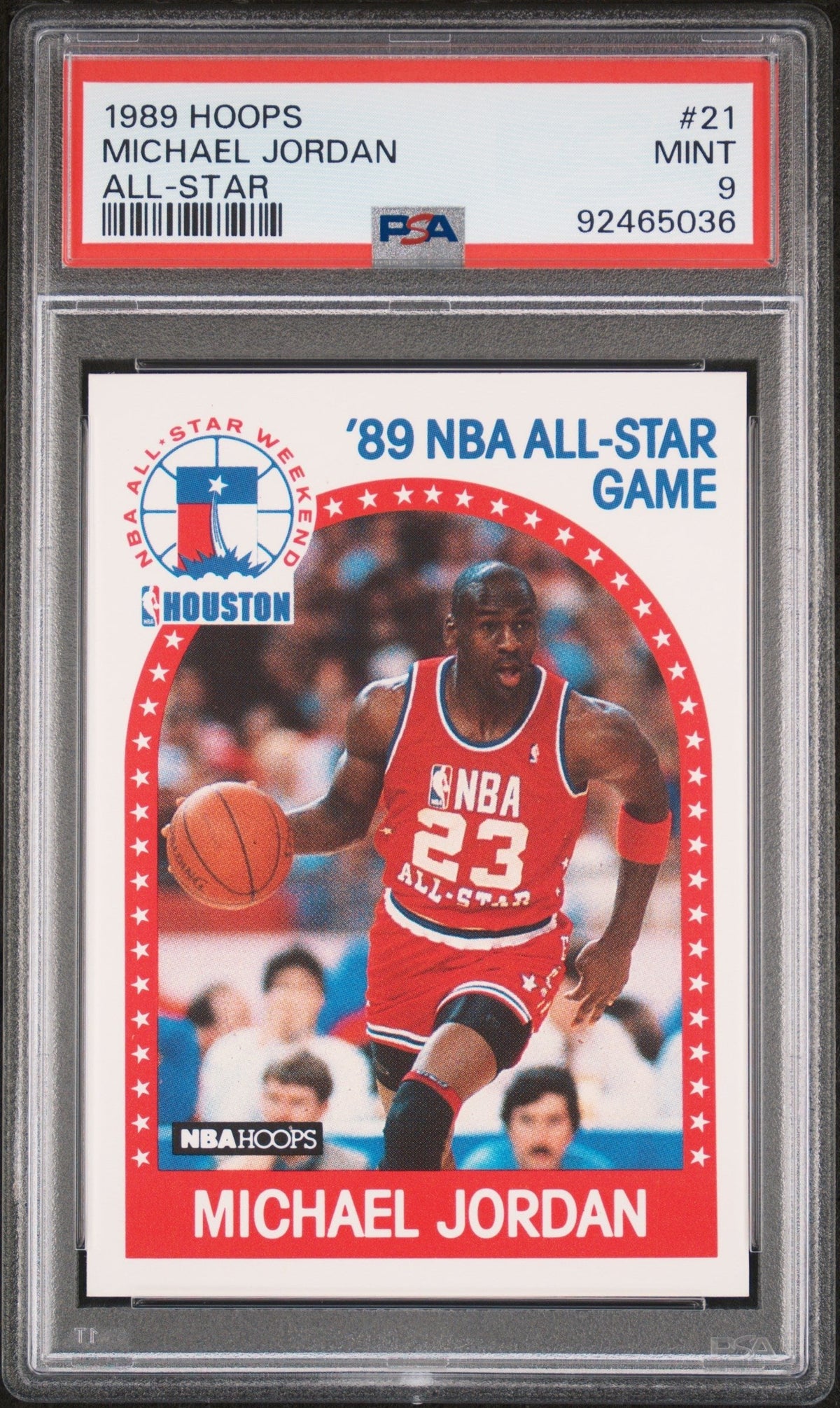 Graded 1989 Hoops Michael Jordan #21 All Star Basketball Card PSA 9 Mint
