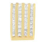 14K Yellow Gold 2 1/3 cttw Princess Cut Diamond Block Pendant Necklace (H-I, SI1-SI2)