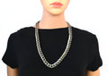 SK1791N Necklace 26" Stainless Steel 1/2" Wide Tattoo Hook Link Design