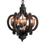 Farmhouse Chandelier, 6 Light Wood Chandelier Living Room Entryway