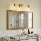 Luster - 3 Lights Vanity With Clear Wall Lamp Satin - Clear / Gold