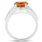 2.81 Carat Genuine Citrine and White Topaz .925 Sterling Silver Ring