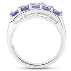 1.90 Carat Genuine Tanzanite .925 Sterling Silver Ring