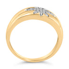 18K Yellow Gold 1/10 Cttw Diamond Star Burst Inlay Ring