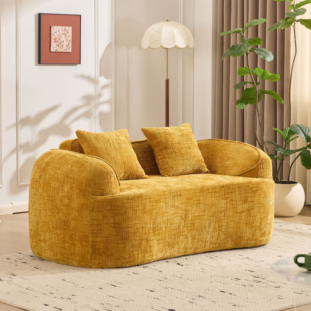Curved 2 Person Compress Sofa With Armrests