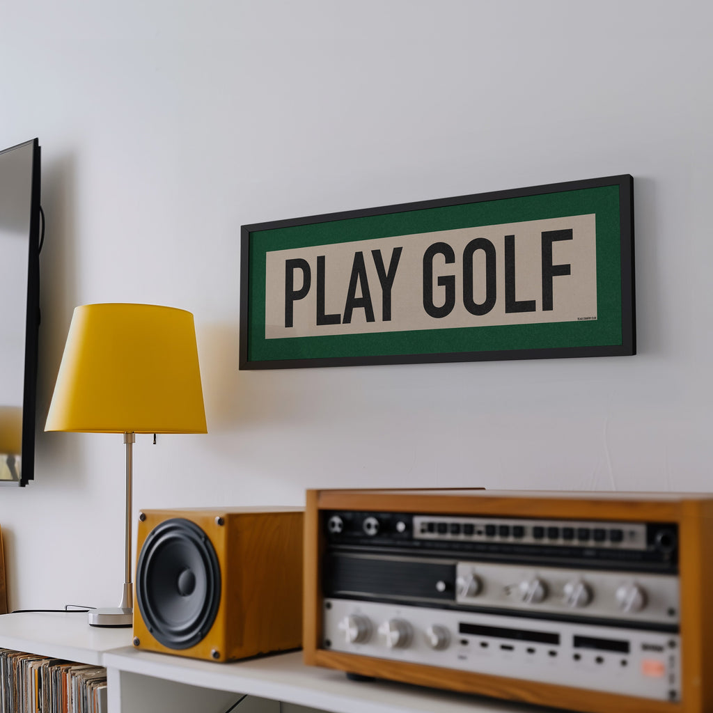 Framed Play Golf Art Scroll Sign