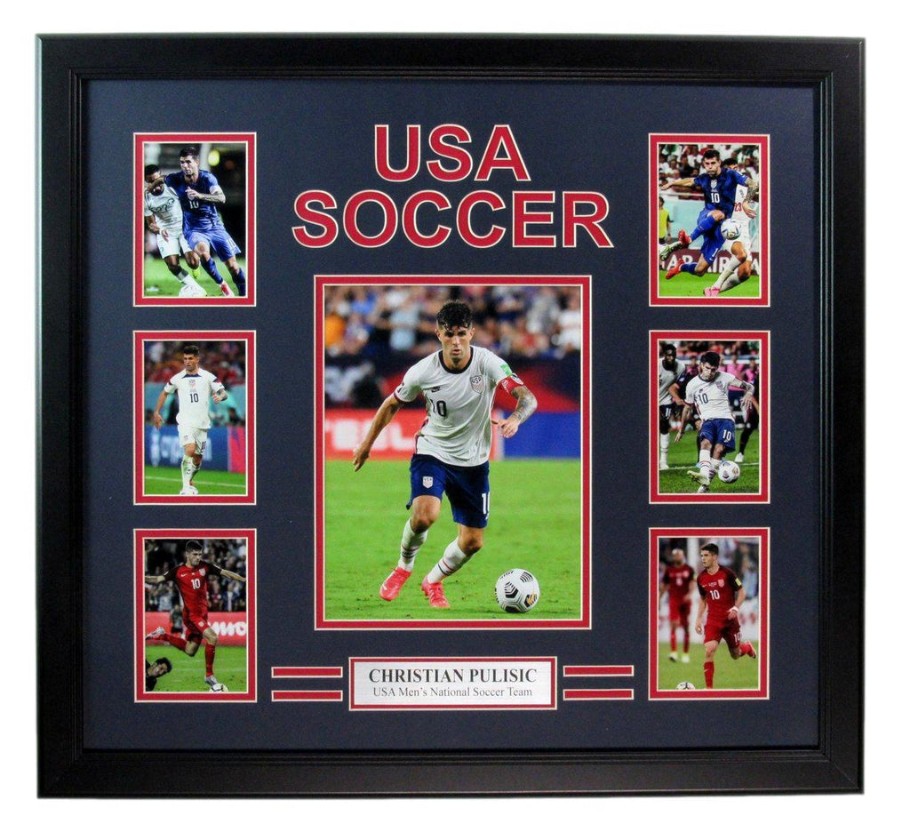 Christian Pulisic UNSIGNED Photo Collage USA Men's Soccer Team Framed 181883