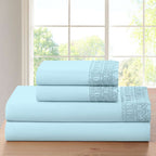 Bamboo Lace Crochet Embroidery 4 Piece Sheet Set