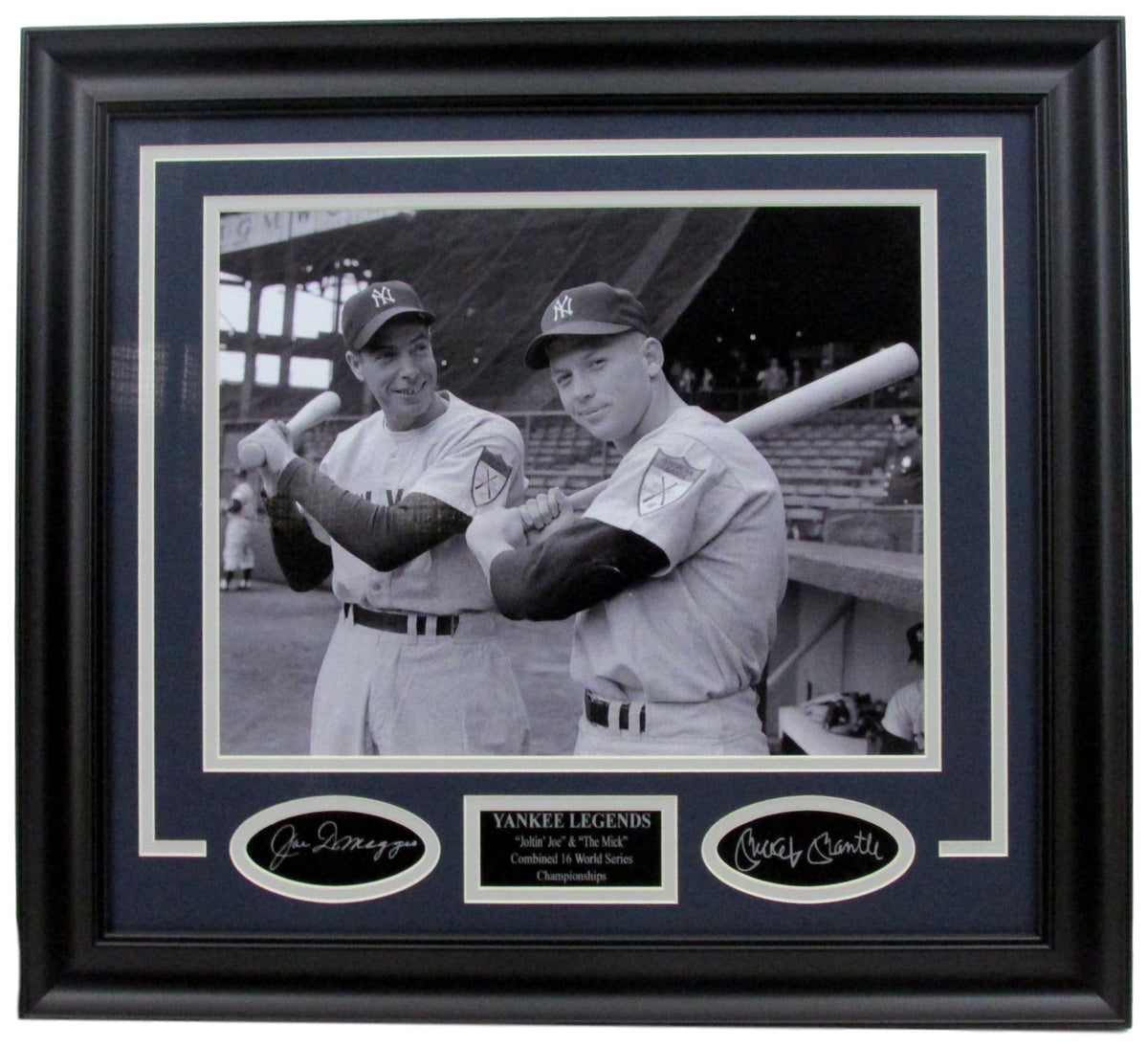 Mickey Mantle/ Joe DiMaggio "Yankee Legends" Unsigned Photo w/Laser Engraved Autographs