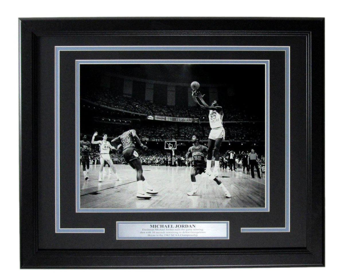 Michael Jordan 1982 THE SHOT  Unsigned 11x14 Photo UNC North Carolina Framed