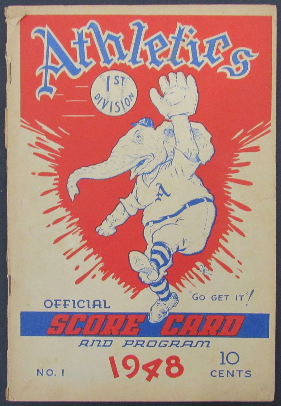 1948 Philadelphia Athletics vs New York Yankees Score Card Program Unscored  178270