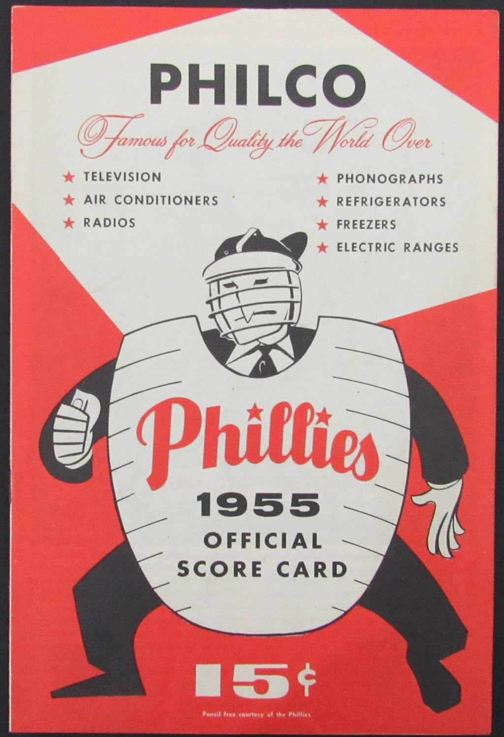 1955 Philadelphia Phillies NY Giants Program Score Card Willie Mays HR 178286