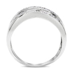 CZ Accent Stones Sterling Silver Plated Crossover Halo Engagement Ring