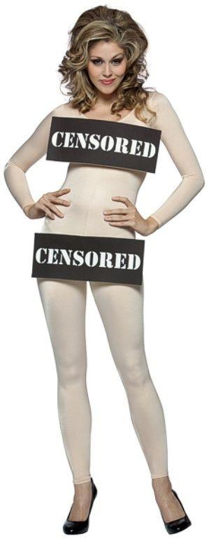 Censored Bar Women's Adult Nude Bodysuit Costume