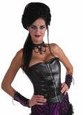 Slick and Evil Strapless Adult Faux Leather Black Corset with front Zipper